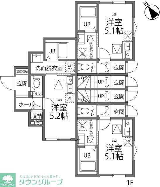 TERASU武蔵村山(ワンルーム/1階)の間取り写真