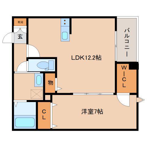 ジーメゾン大和高田クレアージュ(1LDK/3階)の間取り写真
