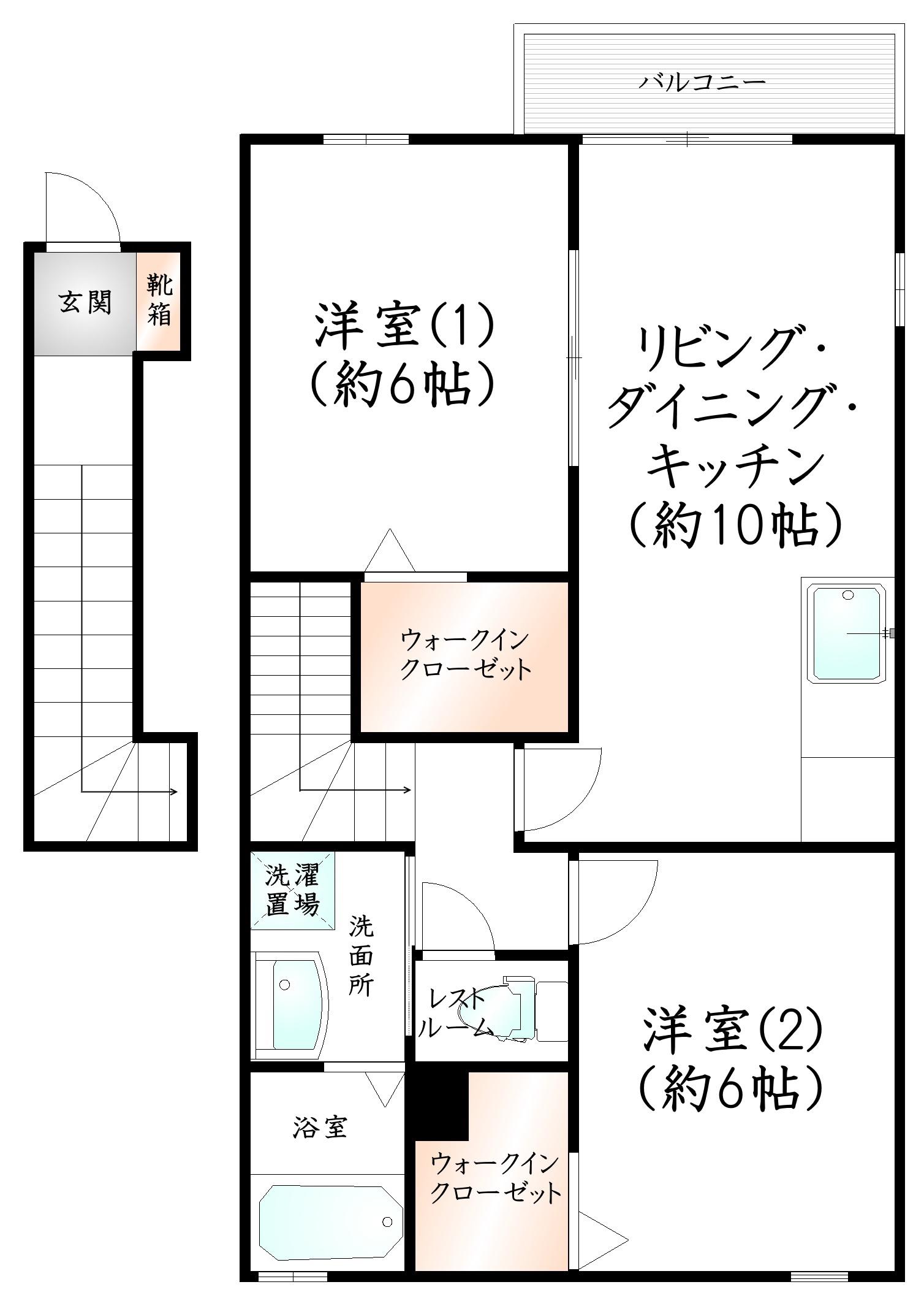 SUN RISE貴船 D(2LDK/2階)の間取り写真