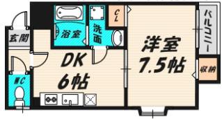エトワール(1DK/2階)の間取り写真