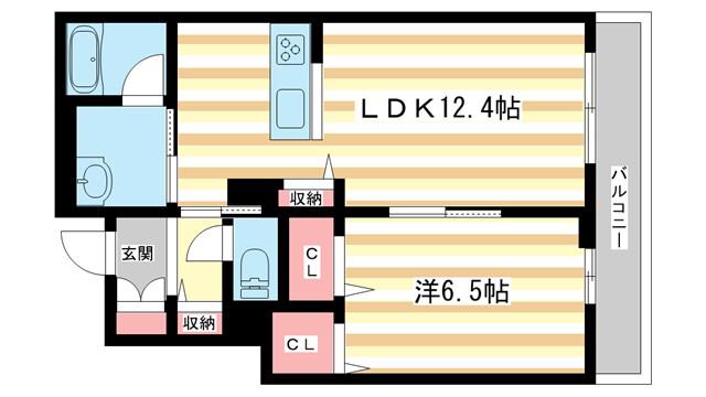 シャトードール リュミエール(1LDK/2階)の間取り写真