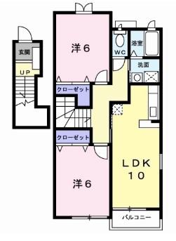 アルシオネB(2LDK/2階)の間取り写真