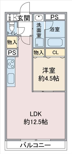 ヒヨシマンション(1LDK/5階)の間取り写真