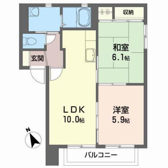 バリュージュアサカ A(2LDK/2階)の間取り写真