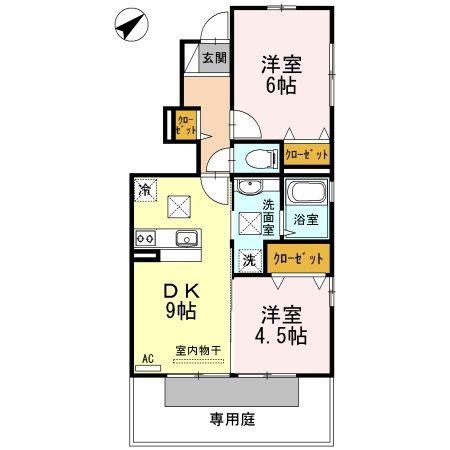 ラグーン(2DK/1階)の間取り写真