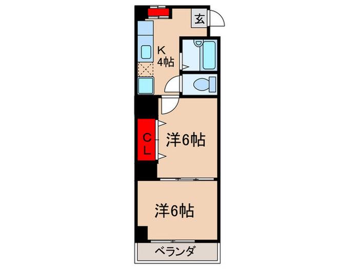 星野ハイツ(2K/1階)の間取り写真