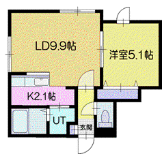 ウエストブルー(1LDK/1階)の間取り写真