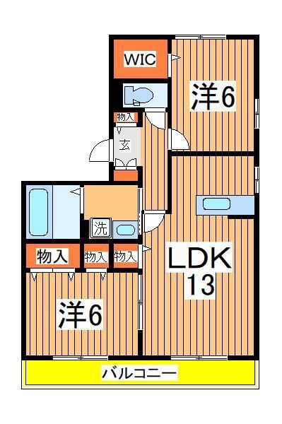 カシータ2(2LDK/3階)の間取り写真