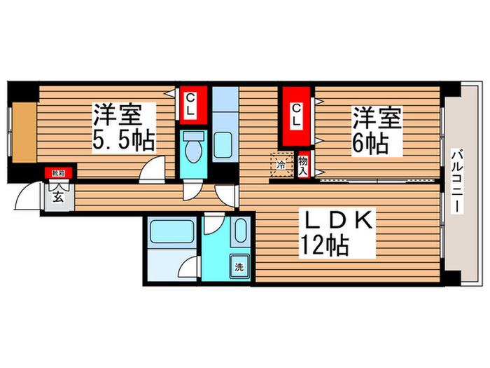 グレースコート市川妙典(2LDK/2階)の間取り写真