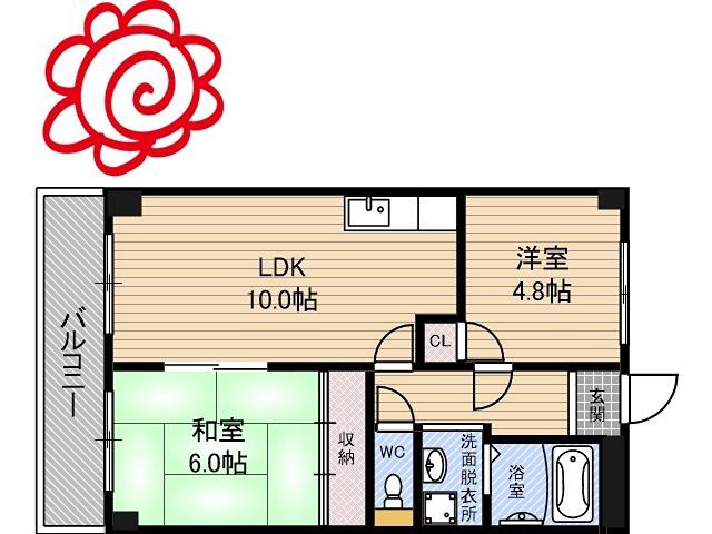 メゾン・ボルタ(2LDK/5階)の間取り写真