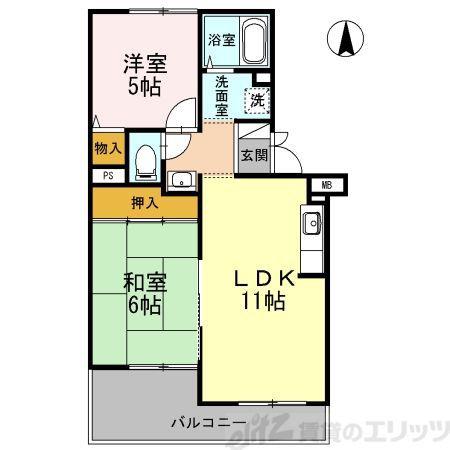 高井マンション(2LDK/3階)の間取り写真
