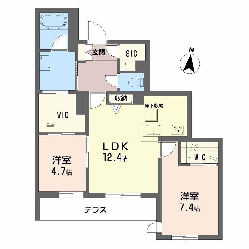 シャーメゾン クレスティーク(2LDK/1階)の間取り写真