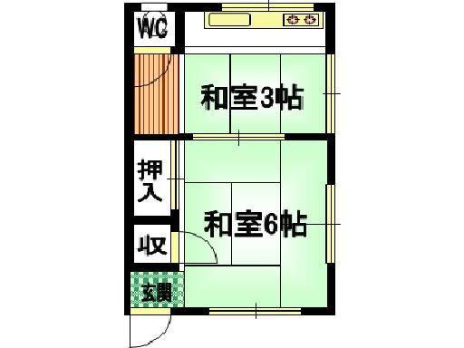 第二月岡荘(2K/1階)の間取り写真