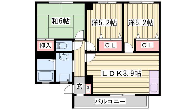 ピアシティ朝霧(3LDK/2階)の間取り写真