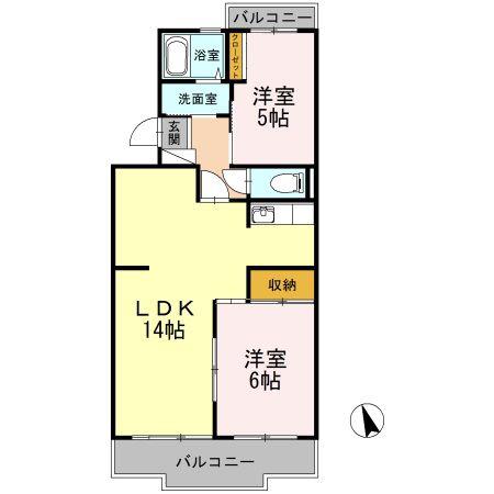 ハビテーションWADA(2LDK/1階)の間取り写真