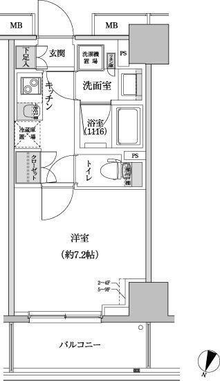 パークハビオ渋谷本町レジデンス(1K/5階)の間取り写真