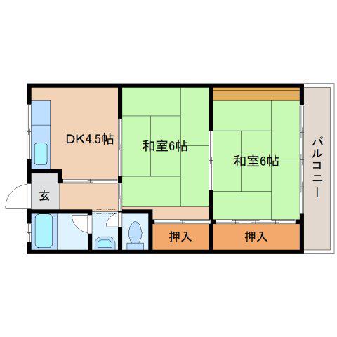 植田マンション(2DK/3階)の間取り写真