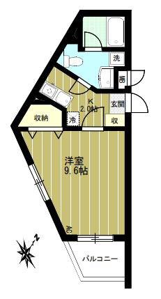 ボナールKG(1K/3階)の間取り写真