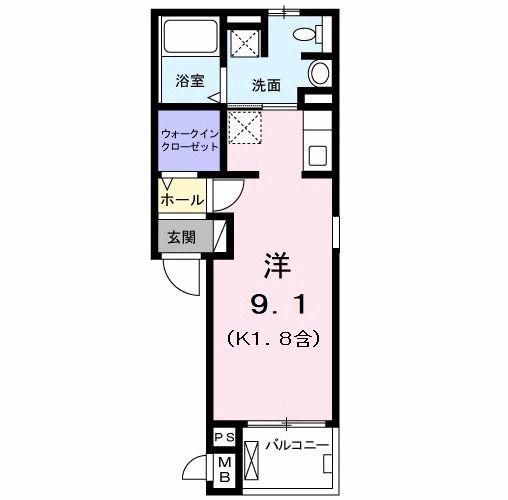 レリア立川(ワンルーム/2階)の間取り写真