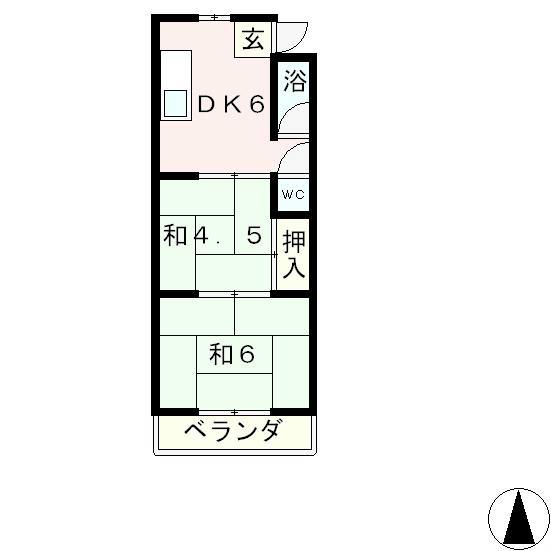 うずらマンション(2DK/2階)の間取り写真