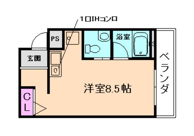 アマントリビエール鉢塚(ワンルーム/3階)の間取り写真