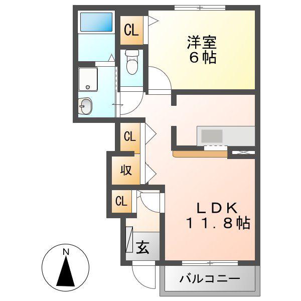 レクサス共栄D(1LDK/1階)の間取り写真