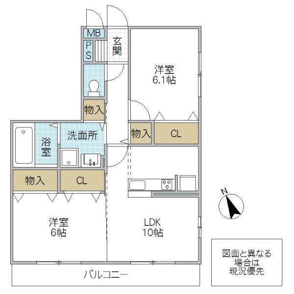 ラウレアコート(2LDK/3階)の間取り写真