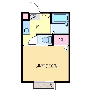 メゾン栄(1K/2階)の間取り写真