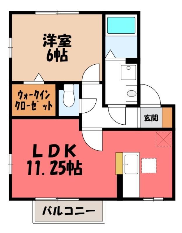 ペアレI(1LDK/1階)の間取り写真