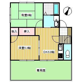 ALTA C棟(2DK/1階)の間取り写真