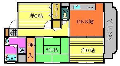 パープルセブンM(3DK/4階)の間取り写真
