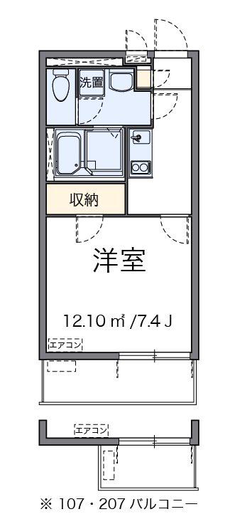 TATEISHI(1K/1階)の間取り写真