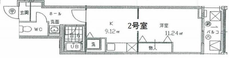 ドムスドイ(1DK/3階)の間取り写真