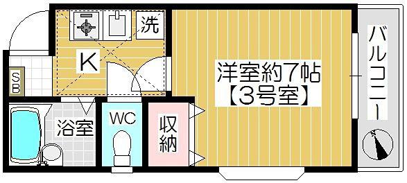 パレスバーディー(1K/1階)の間取り写真