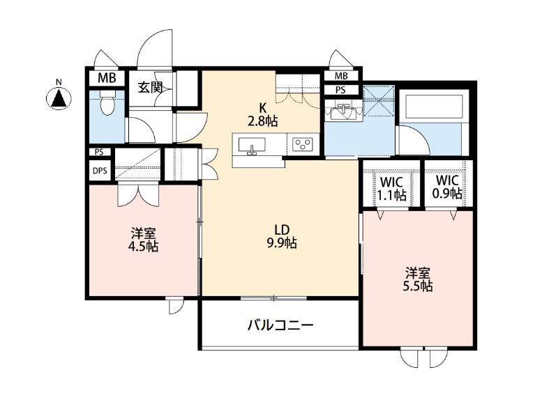 アプリコット大泉学園(2LDK/2階)の間取り写真
