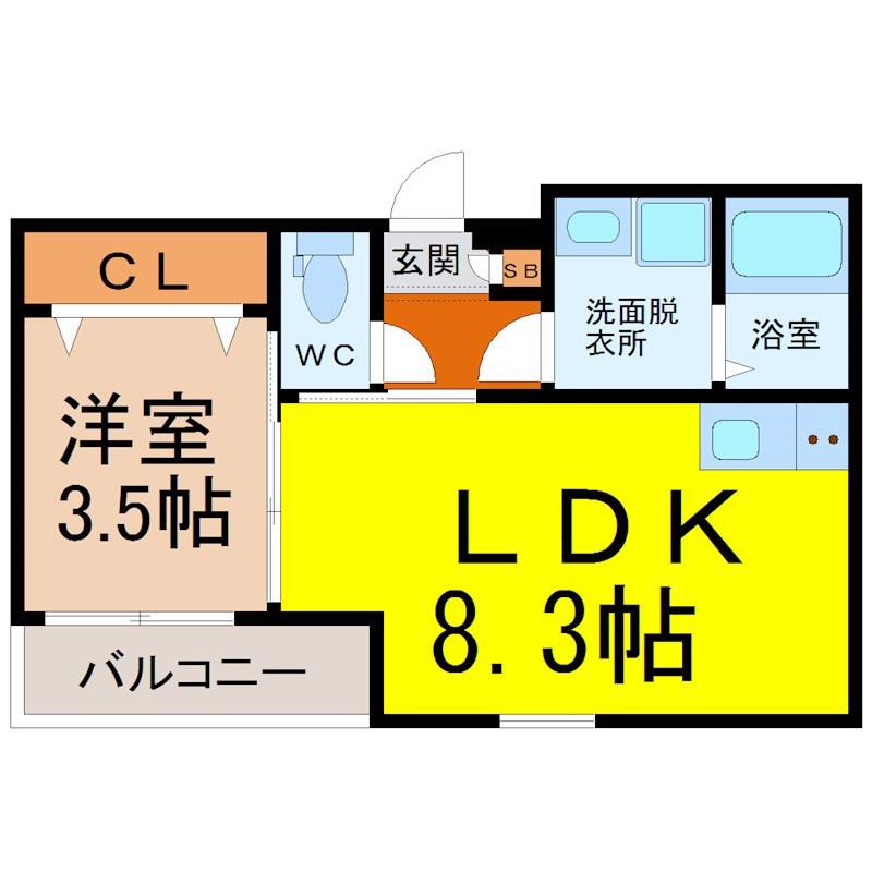 エステイトN名古屋星崎(1LDK/1階)の間取り写真