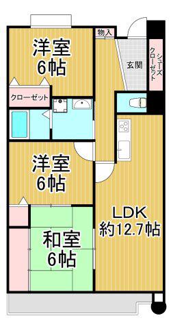 パレフルール(3LDK/6階)の間取り写真