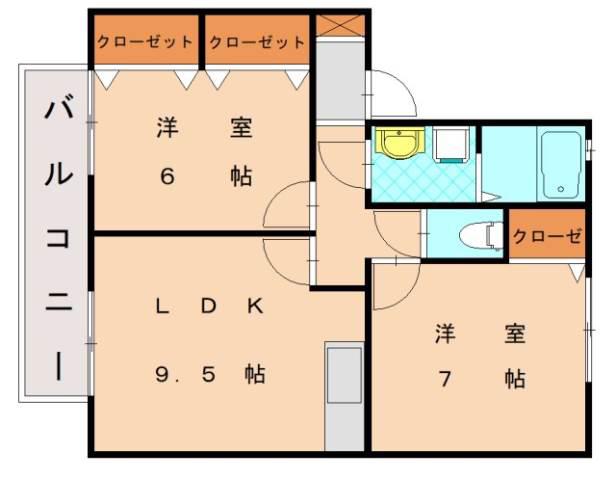 セジュール・ユリ(2LDK/1階)の間取り写真
