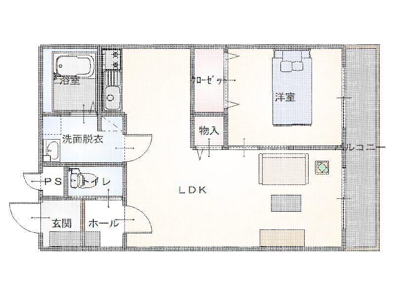 CREA COURT 畑中(1LDK/2階)の間取り写真