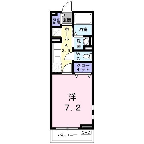 ワンウッドハイツII(1K/1階)の間取り写真