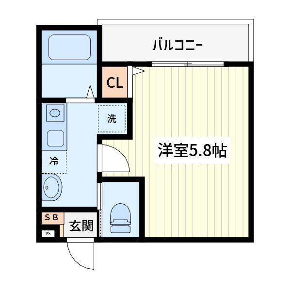 MELLAS鳩ヶ谷II(1K/2階)の間取り写真