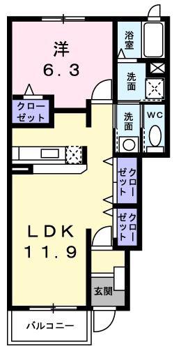 セレッソ・カーサ(1LDK/1階)の間取り写真
