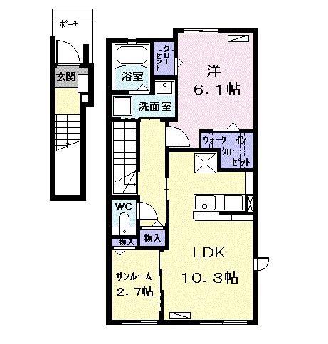 MAISON CLAIRE(1LDK/2階)の間取り写真