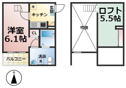 CORE KANAYAMA(1SK/2階)の間取り写真