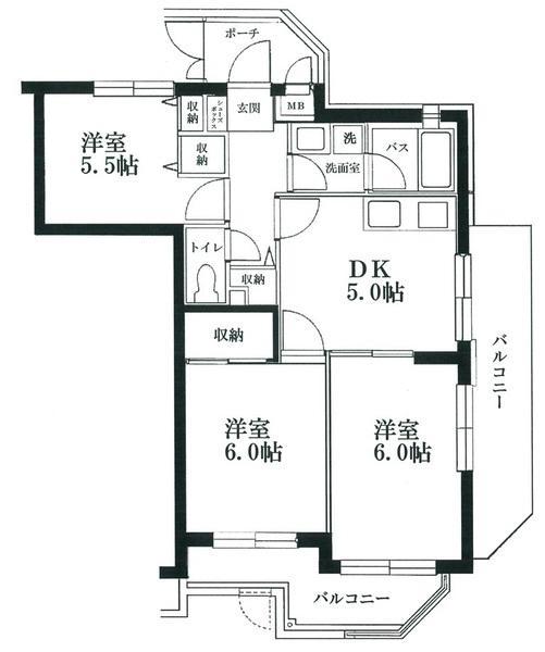 日神パレス高円寺(3LDK/3階)の間取り写真