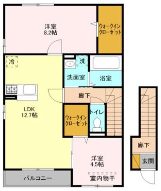サニーウエル(2LDK/2階)の間取り写真