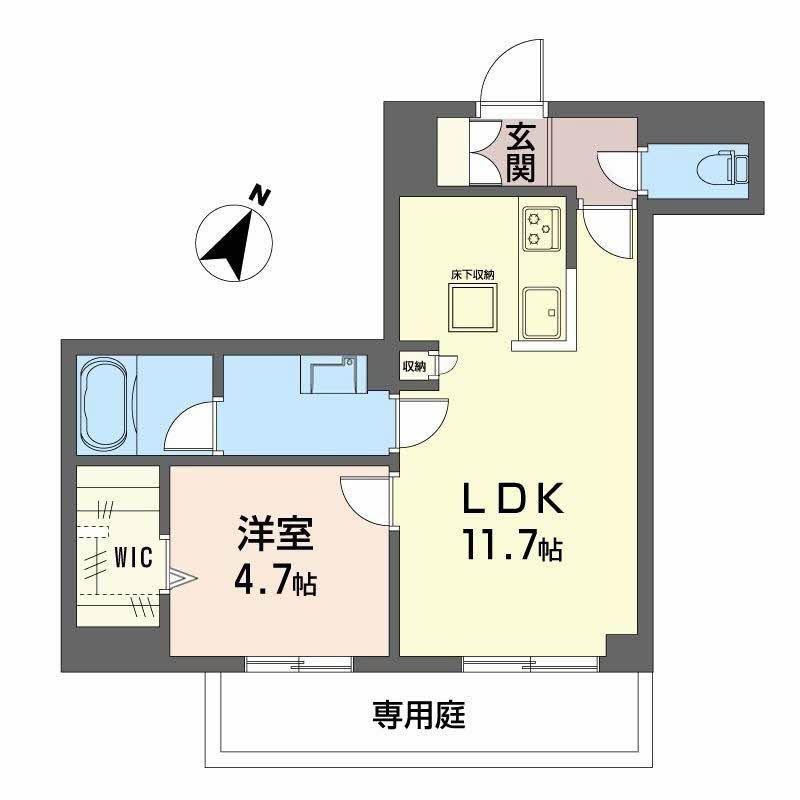 ECRAGE TAKASU(1LDK/1階)の間取り写真