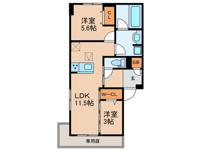 NEW LIFE大保(2LDK/1階)の間取り写真