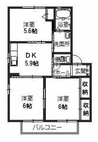 フレグランス今市IIA(3DK/2階)の間取り写真
