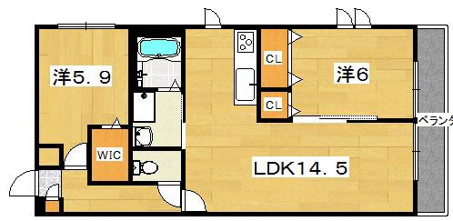 TS COTE(2LDK/2階)の間取り写真